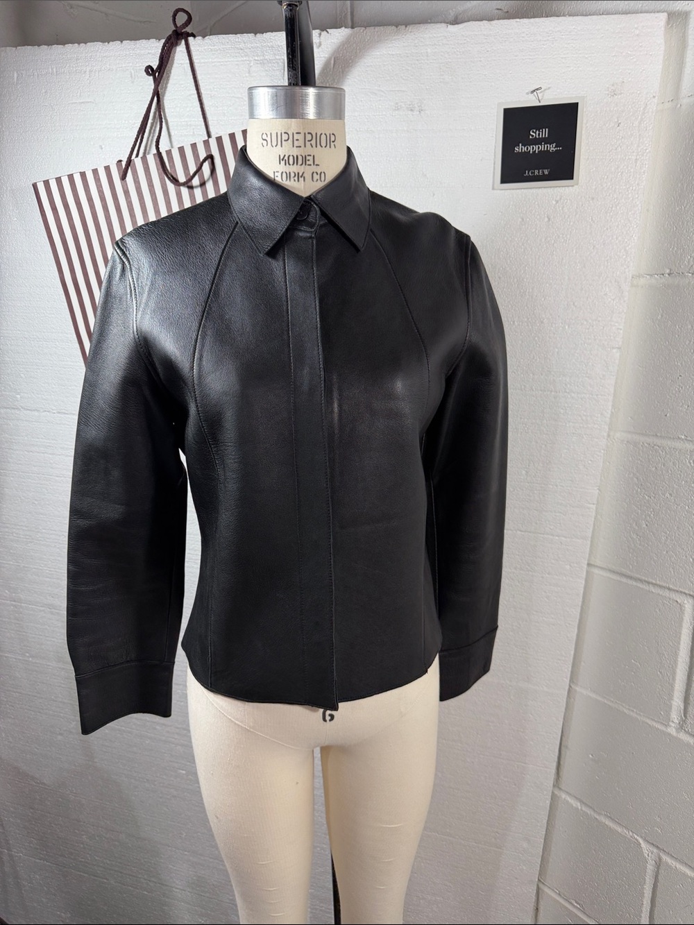 Vintage REM Garson Black Leather button Front Shirt Jacket